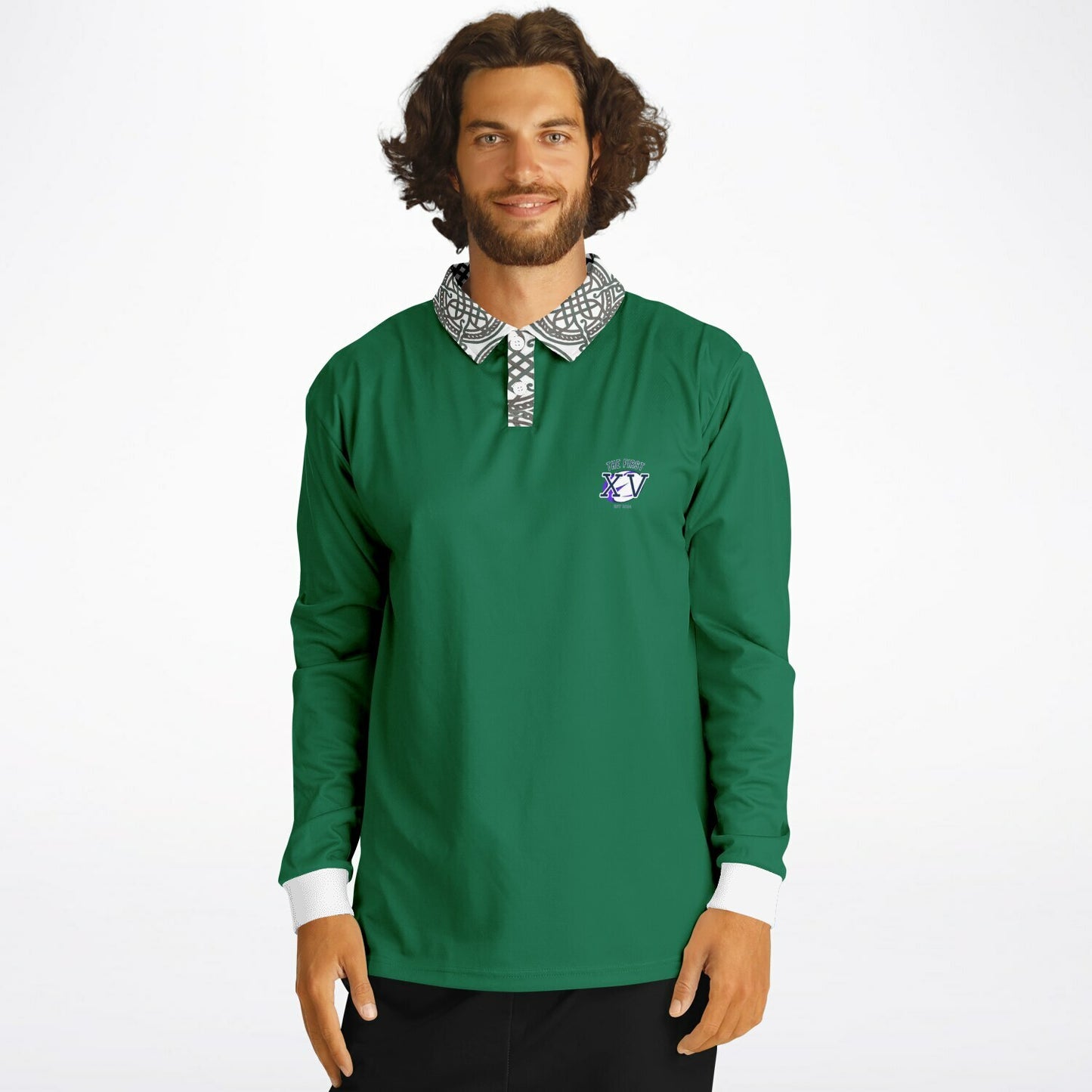 The First XV Green Vintage Rugby Polo Shirt