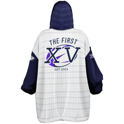 The First XV Winter Snug Hoodie (White and Blue Edition)