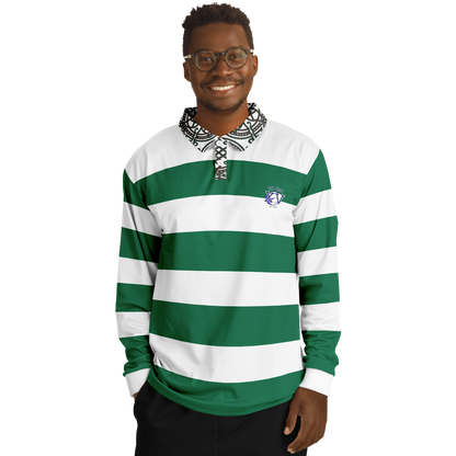 The First XV Green and White Vintage Rugby Style Polo Shirt