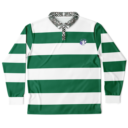 The First XV Green and White Vintage Rugby Style Polo Shirt