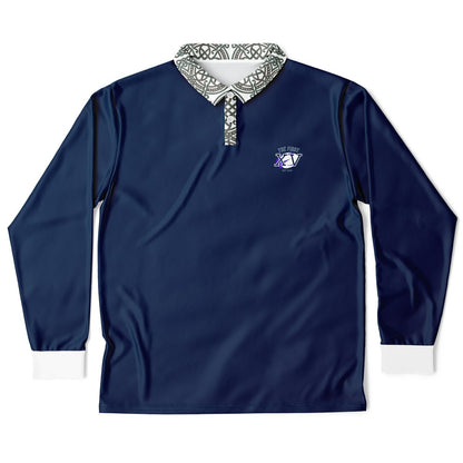 The First XV Vintage Blue Rugby Polo Shirt